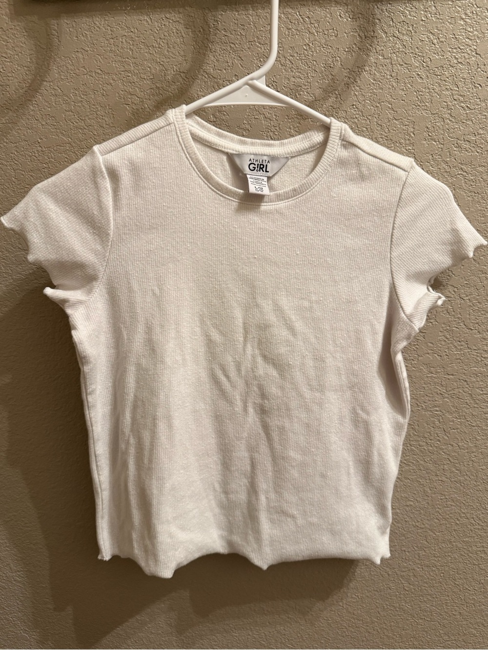 Athleta Girl White Ribbed Short Sleeve Tee